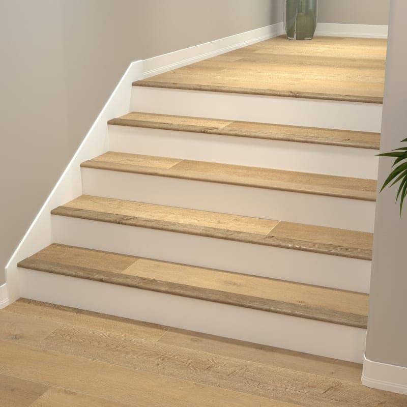 Sun Soaked Oak Cali Vinyl Stair Nosing Overlap